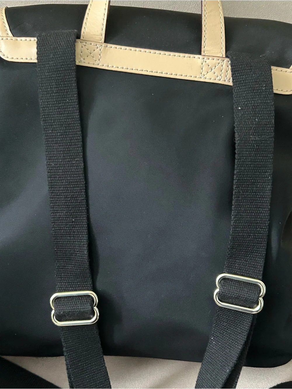 kate spade Kennedy Park Black Nylon Backpack with Cream Trim